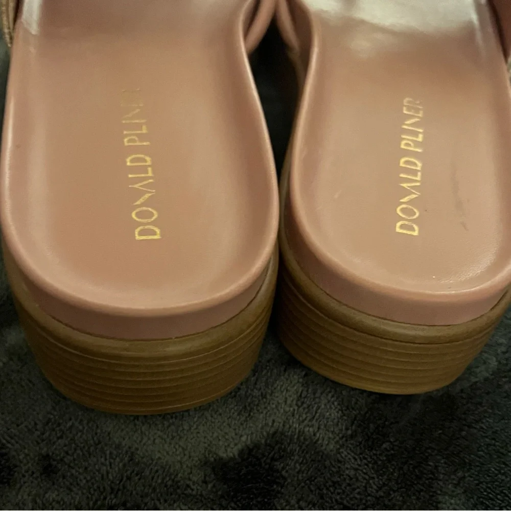 Donald J. Pliner Pink Multicolor Pink Tweed Slide Sandals Ladies Size 10. - Picture 10 of 15